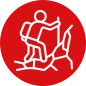 Icon of a person walking up a hill