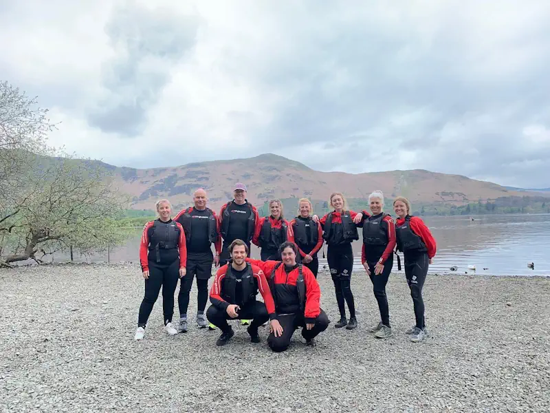 Family canoe training in Keswick, The Lake District