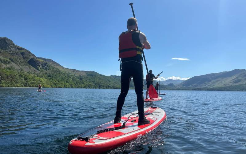 Women laughing on a raft on Derwentwater